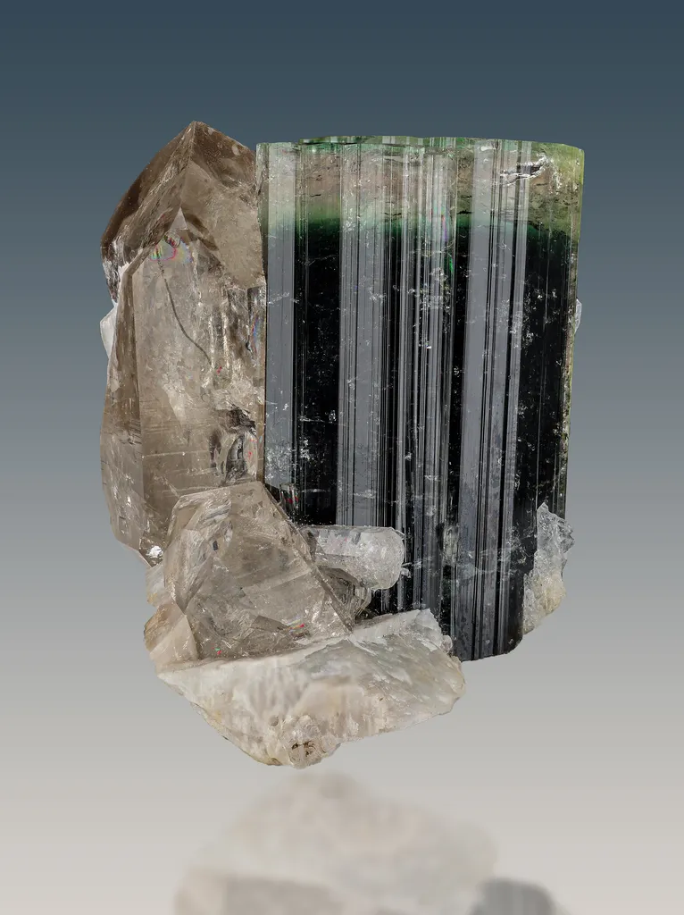 Bi-Color Tourmaline with small morganite and smoking quartz - image 2