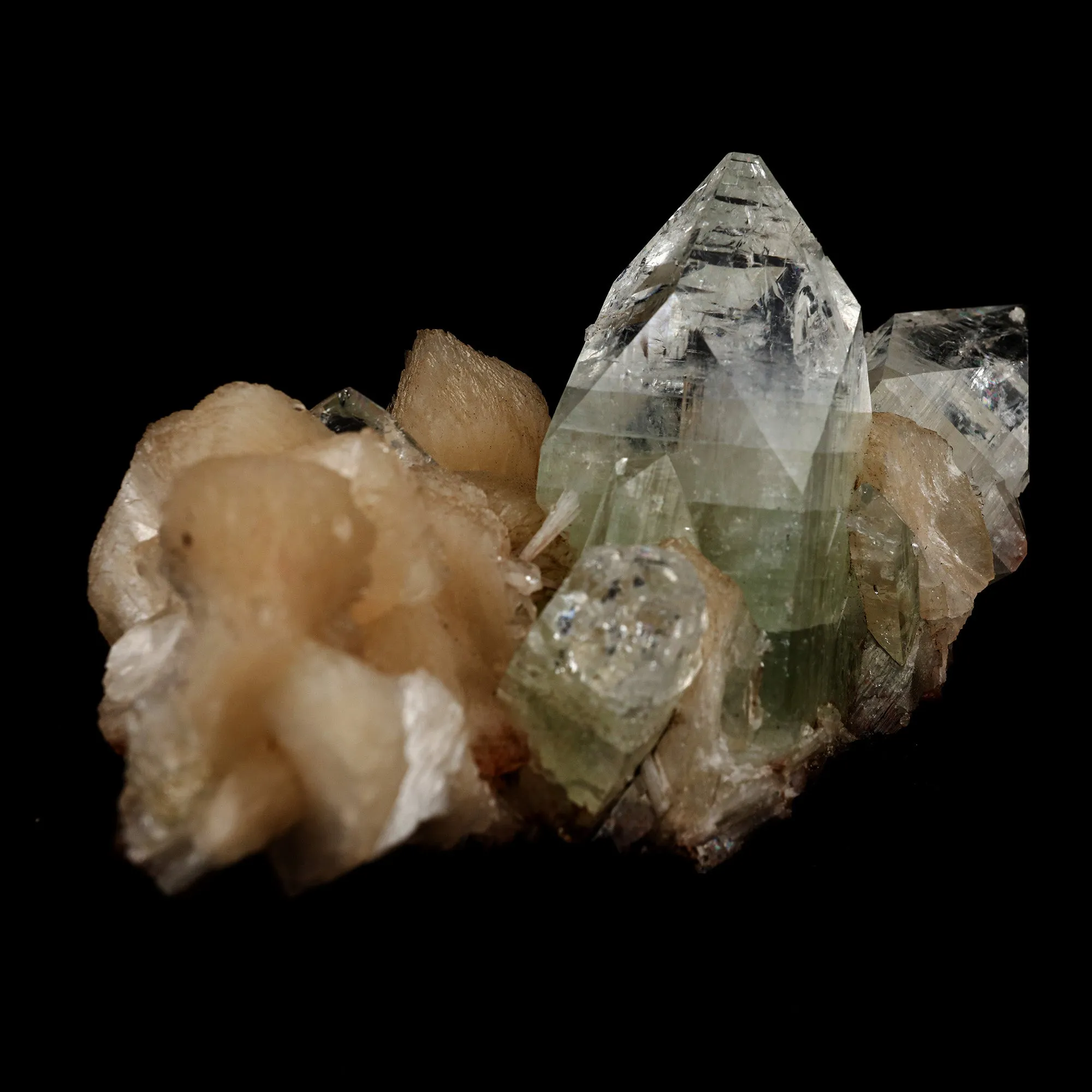 Bi- Colored Green Apophyllite with Stilbite Natural Mineral Specimen - image 2
