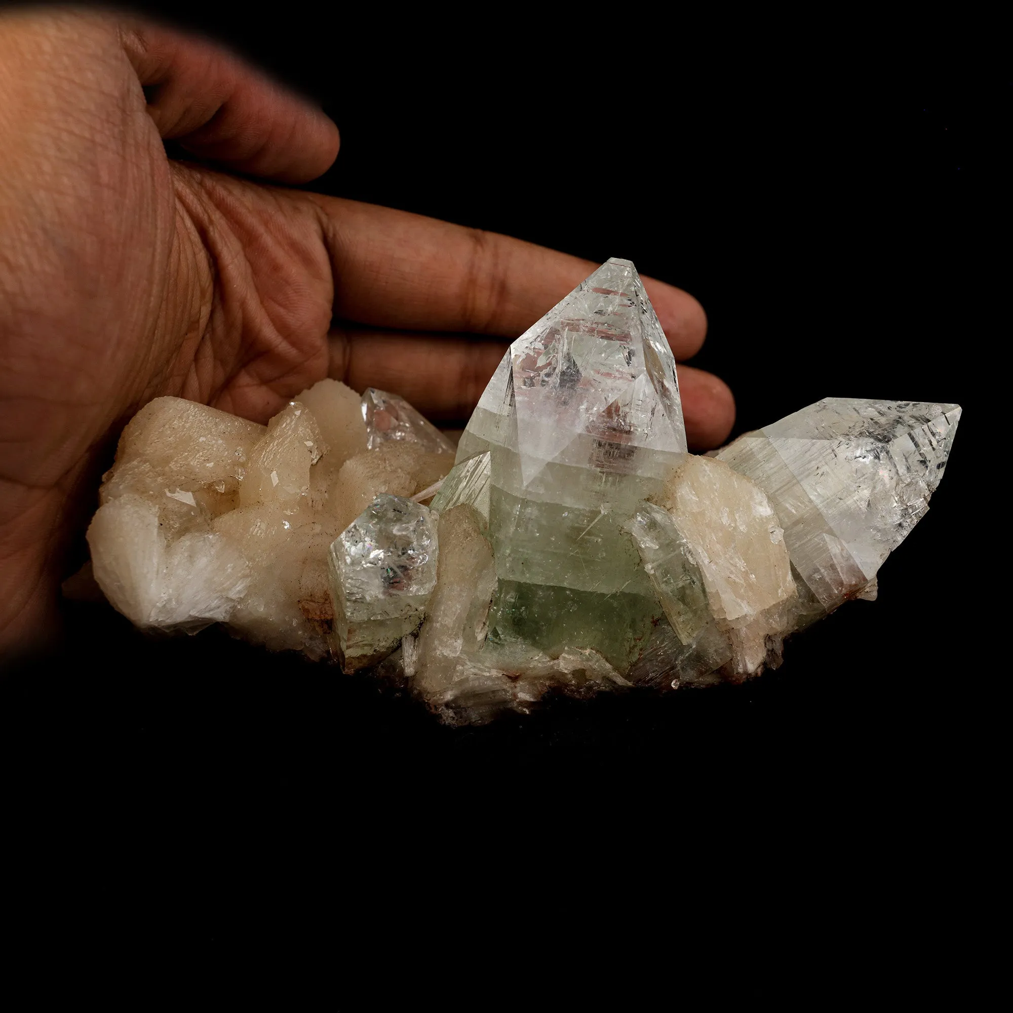 Bi- Colored Green Apophyllite with Stilbite Natural Mineral Specimen - image 5