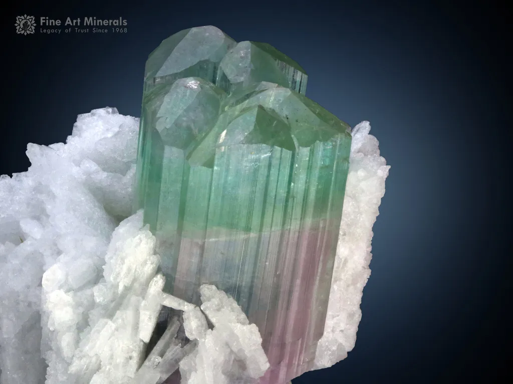 Bi Colour Tourmaline on Cleavelandite from Afghanistan - image 4