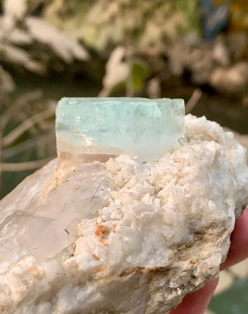 Bicolor Aquavar Morganite Crystal, Bicolor Beryl with Quartz combine on Matrix from Pakistan - image 4