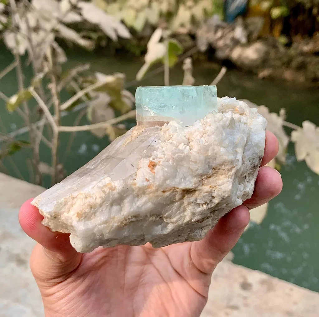 Bicolor Aquavar Morganite Crystal, Bicolor Beryl with Quartz combine on Matrix from Pakistan - image 2