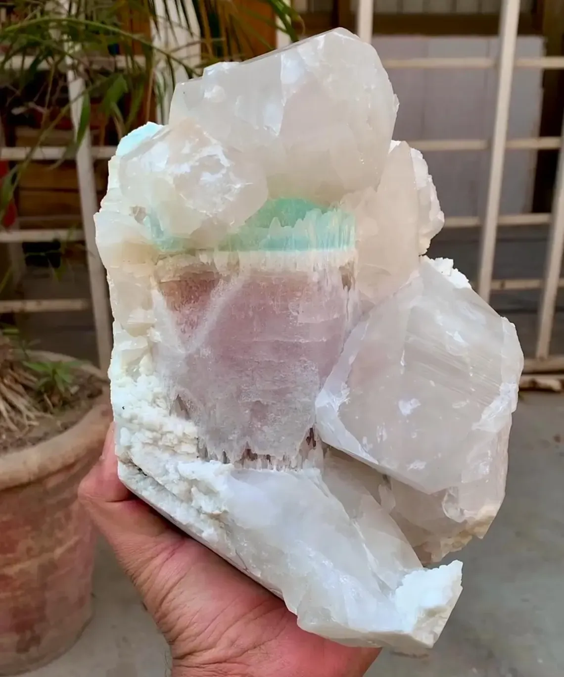 Bicolor Beryl, Etched AquaMorganite Crystal on Quartz from Pakistan - 6.8 kg - image 3