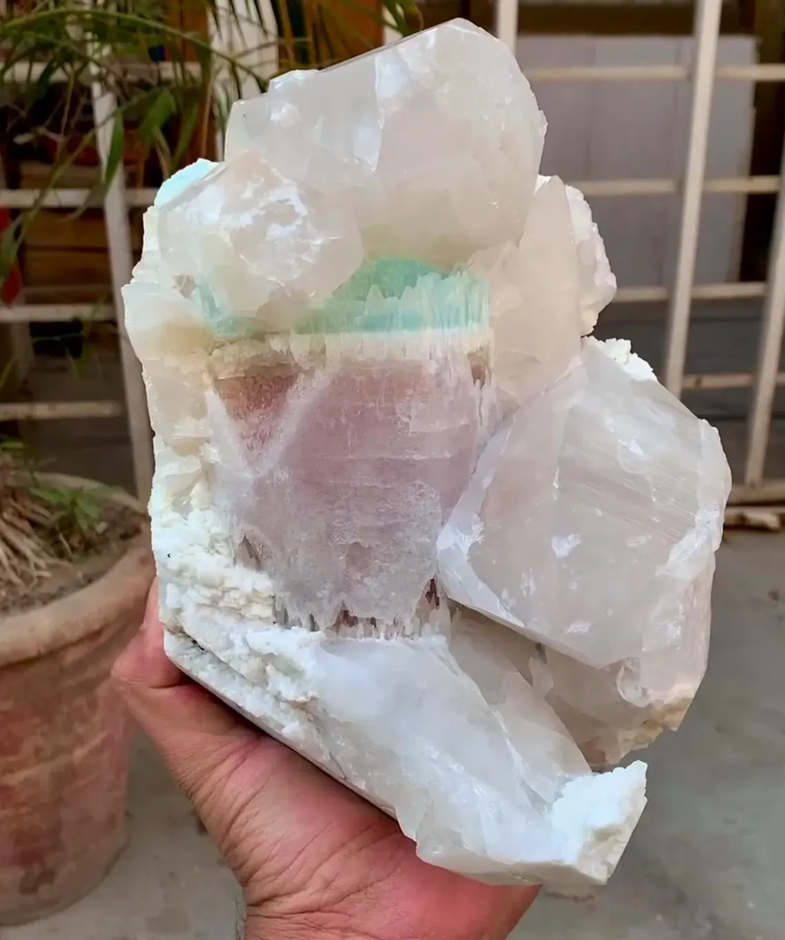 Bicolor Beryl, Etched AquaMorganite Crystal on Quartz from Pakistan - 6.8 kg - image 1