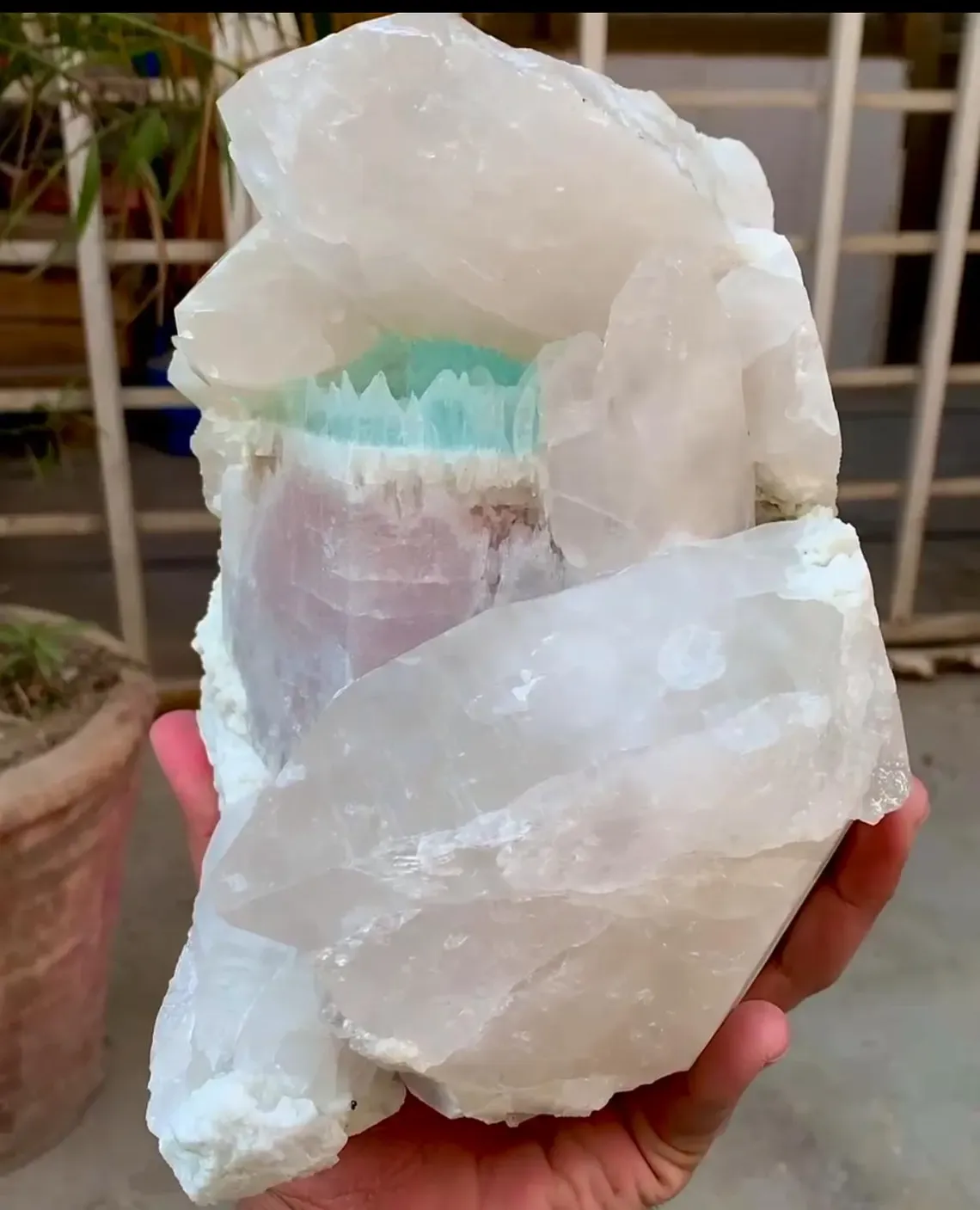 Bicolor Beryl, Etched AquaMorganite Crystal on Quartz from Pakistan - 6.8 kg - image 6