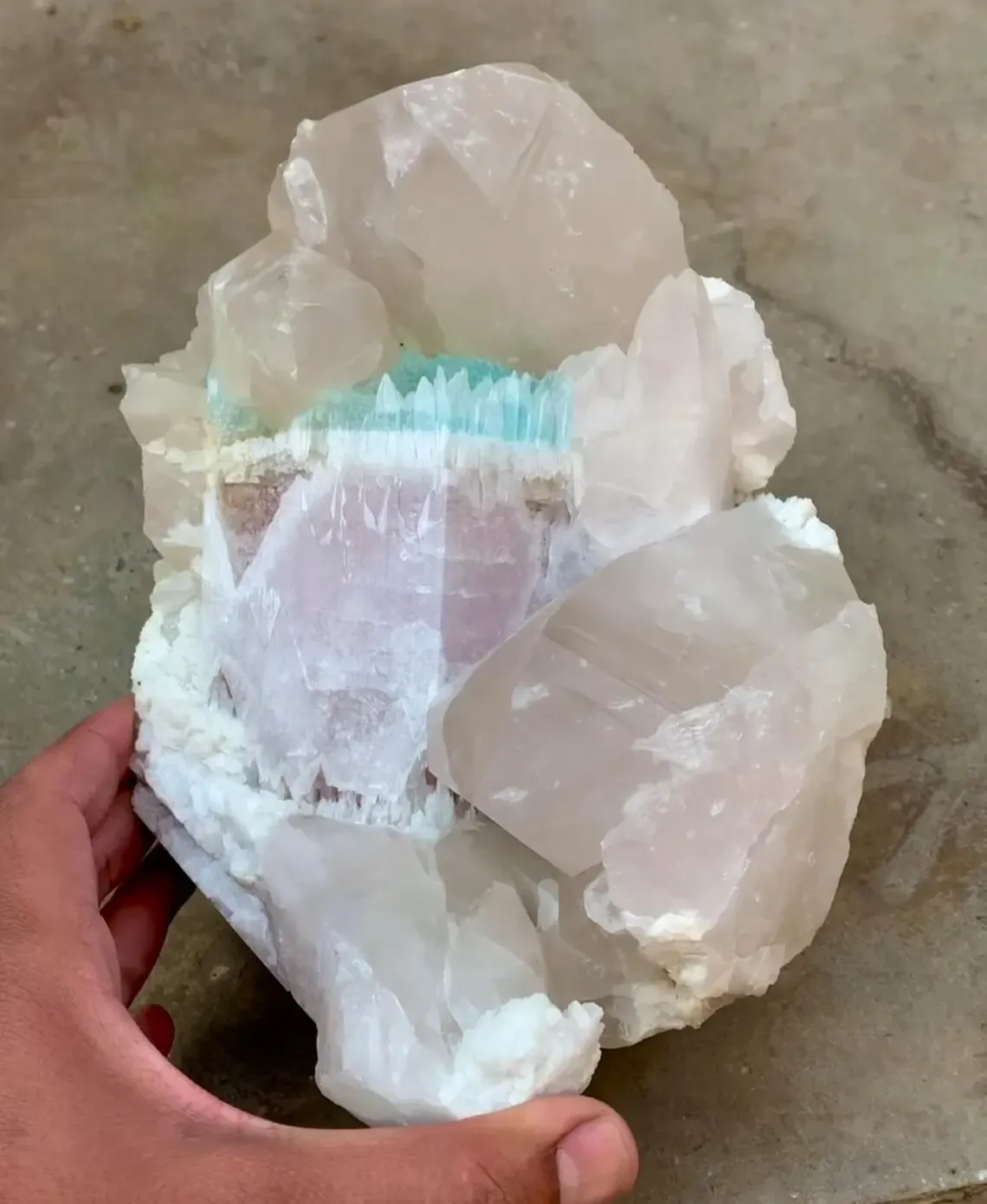 Bicolor Beryl, Etched AquaMorganite Crystal on Quartz from Pakistan - 6.8 kg - image 7