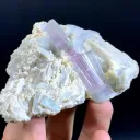 Bicolor Blue-Pink Tourmaline Crystals on Albite from Afghanistan - image 5
