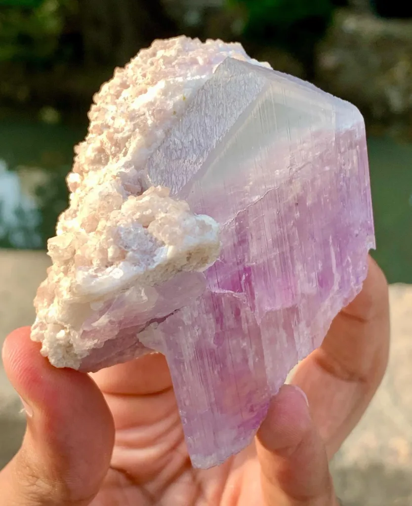 Bicolor Blue & Pink Twinned Kunzite Crystal from Afghanistan Natural UV Reactive Mineral Specimen - image 9