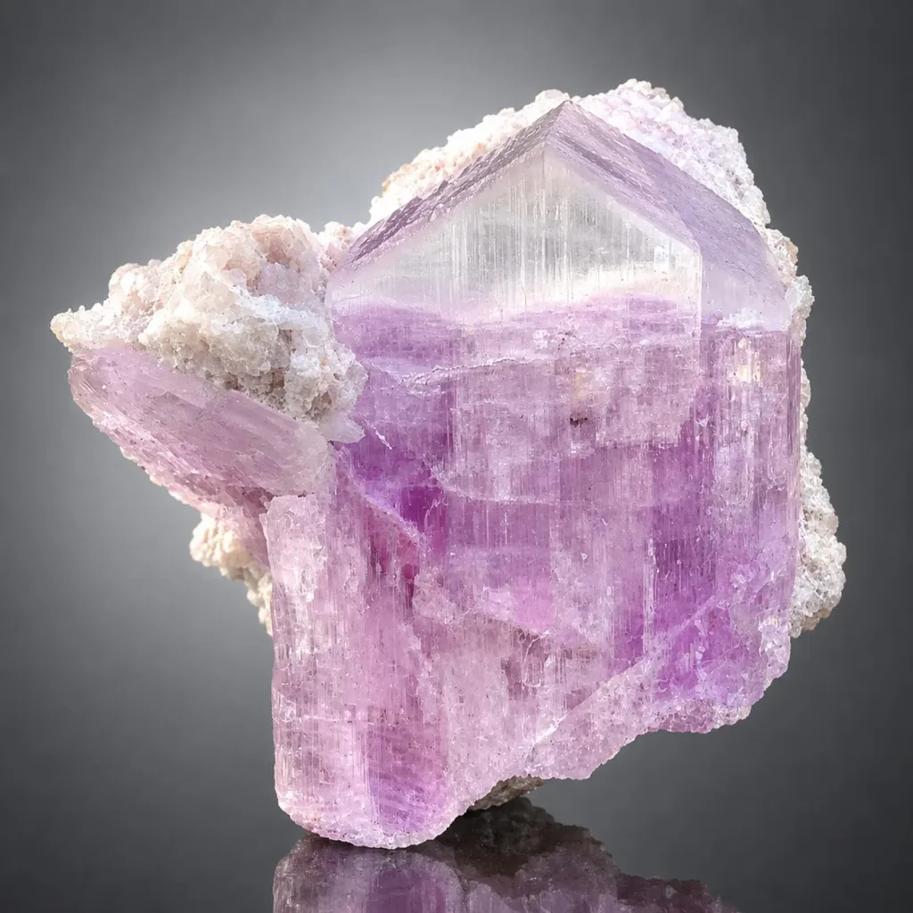 Bicolor Blue & Pink Twinned Kunzite Crystal from Afghanistan Natural UV Reactive Mineral Specimen image