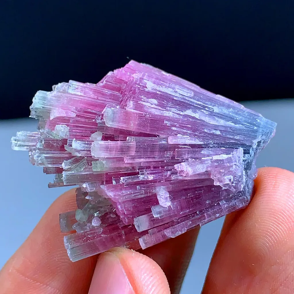 Bicolor Cotton Tourmaline Crystals Bunch, Tourmaline Mineral from Afghanistan - image 2