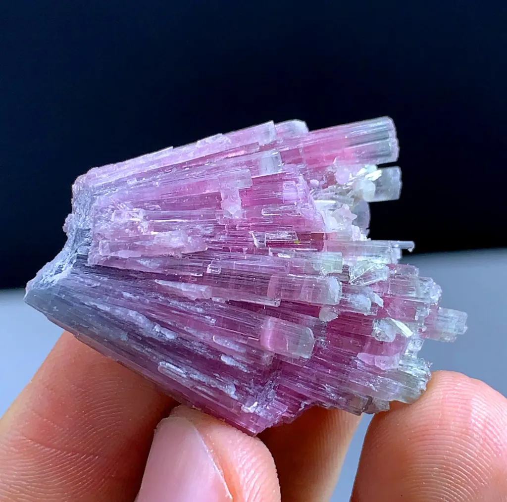 Bicolor Cotton Tourmaline Crystals Bunch, Tourmaline Mineral from Afghanistan - image 3