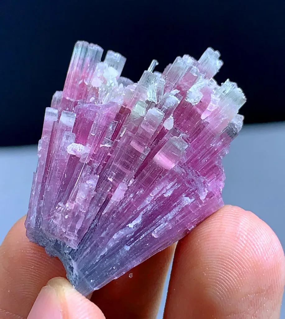 Bicolor Cotton Tourmaline Crystals Bunch, Tourmaline Mineral from Afghanistan - image 4
