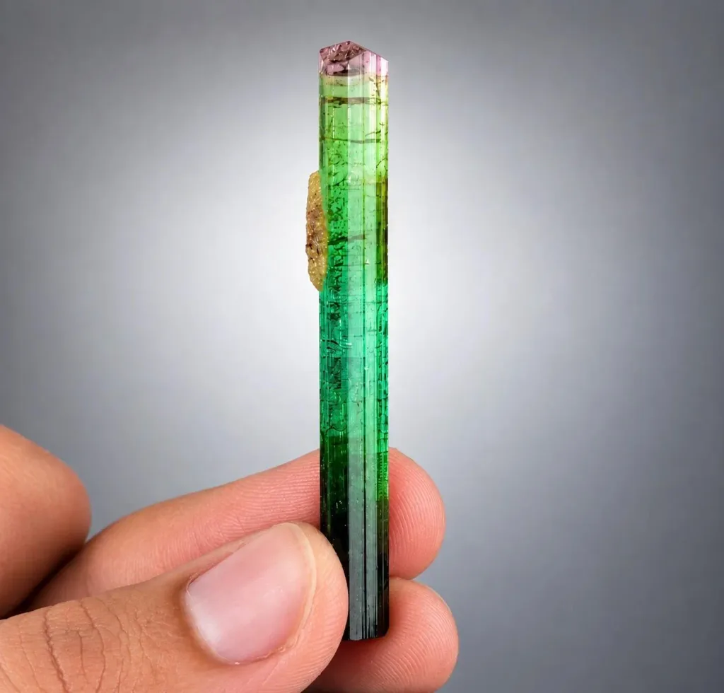 Bicolor Lipstick Tourmaline Crystal, Natural Collector Gems Stone Afghanistan image
