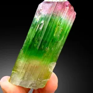 Bicolor Tourmaline – Terminated Pink & Green Crystal, Paprok Afghanistan, 105g, Excellent Clarity - image 4