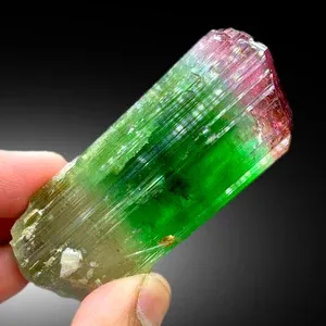 Bicolor Tourmaline – Terminated Pink & Green Crystal, Paprok Afghanistan, 105g, Excellent Clarity - image 7