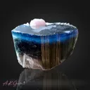 Big Size Blue Cap Tourmaline Crystal combine with pink mica and Albite - image 2