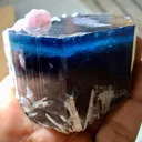 Big Size Blue Cap Tourmaline Crystal combine with pink mica and Albite - image 4