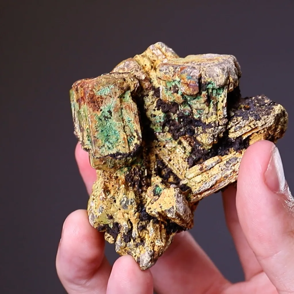 Bindheimite ps. after Bournonite with Malachite image