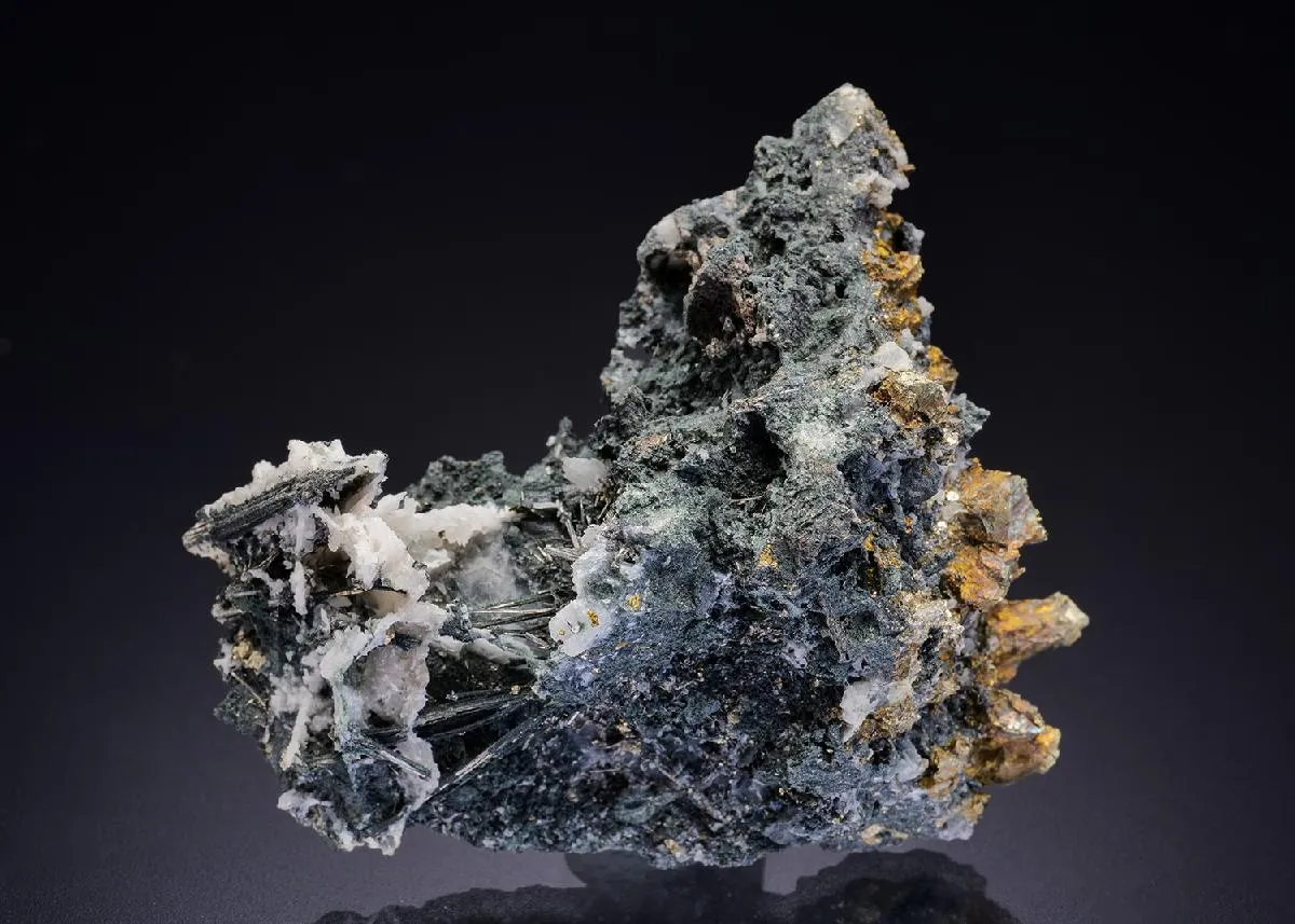 Bismuthinite with Cassiterite and Chalcopyrite - image 1