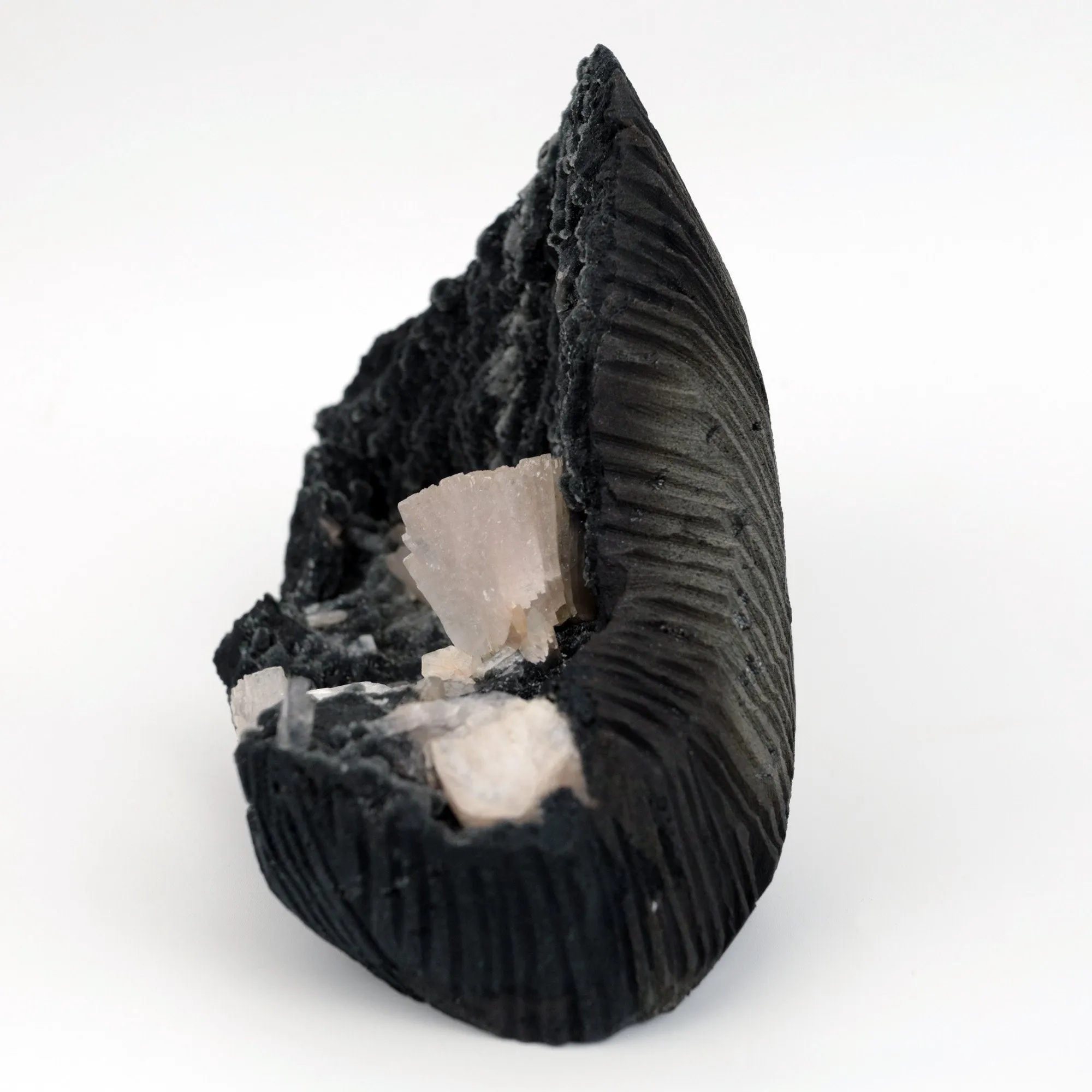 Black Chalcedony Vug With Pink Heulandite Petals Natural Mineral Specimen - image 5