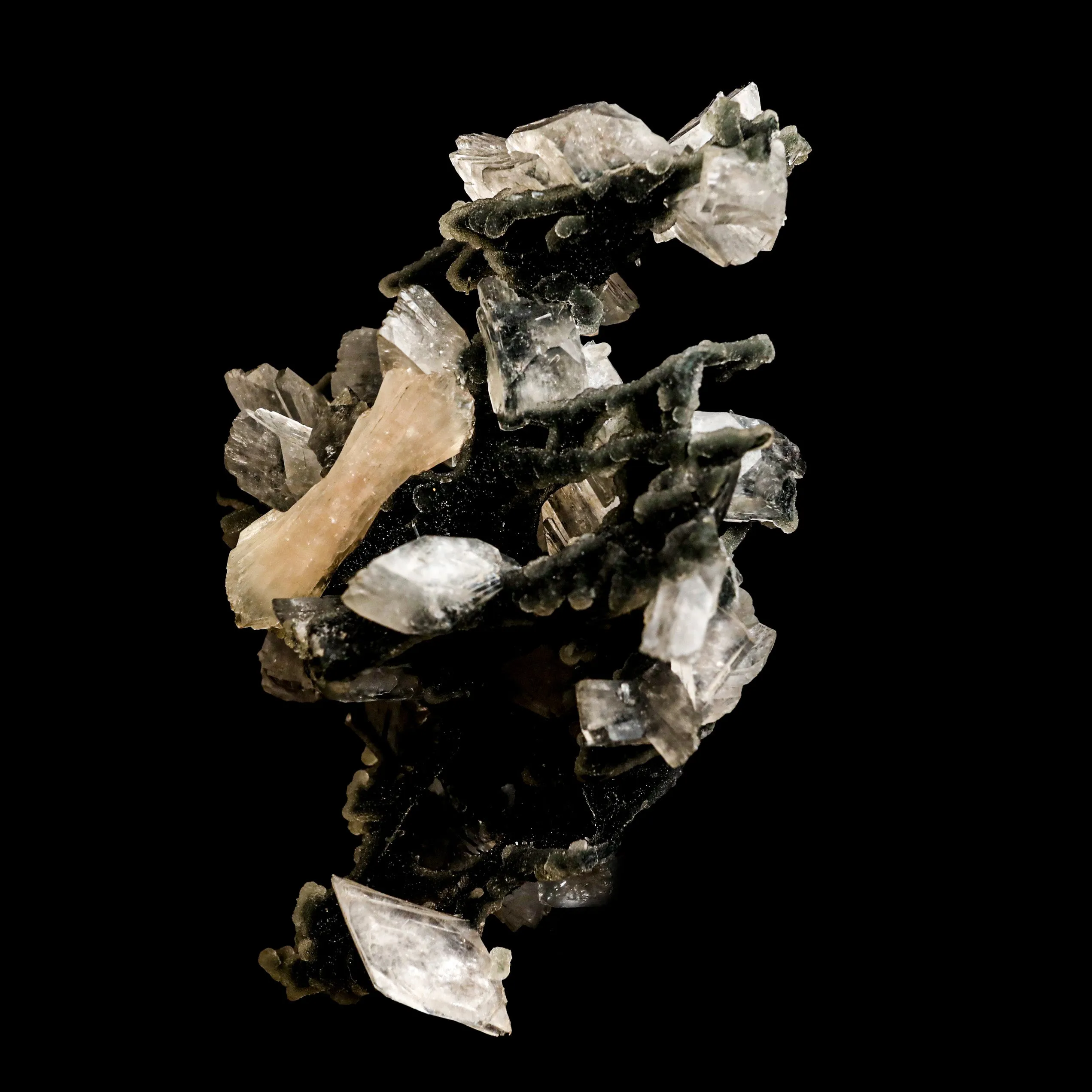 Black Chalcedony with Stilbite Heulandite Natural Mineral Specimen - image 3