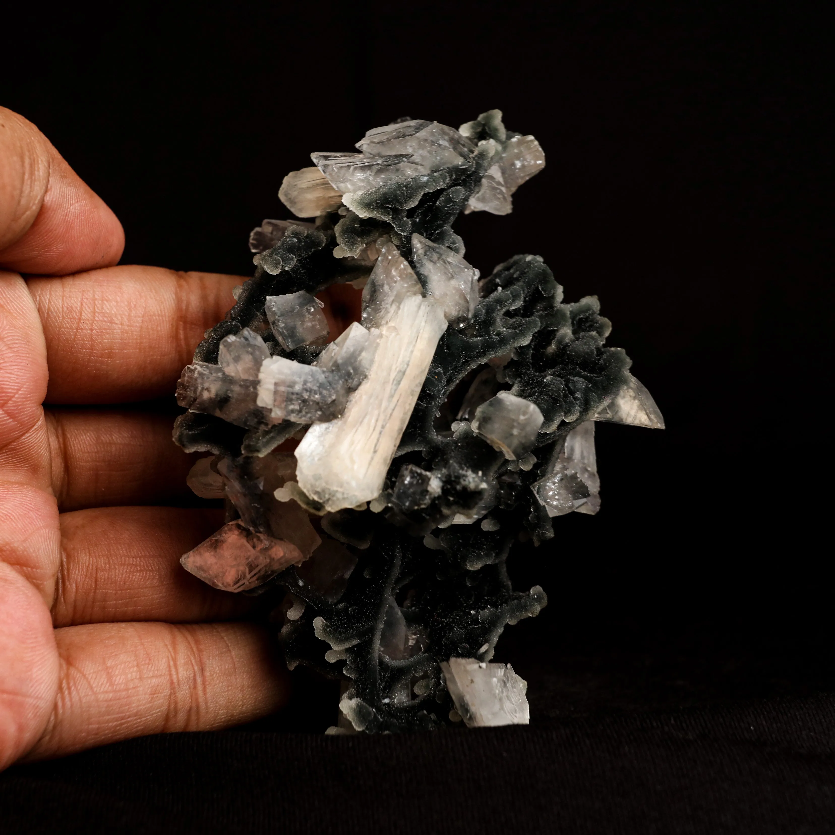 Black Chalcedony with Stilbite Heulandite Natural Mineral Specimen - image 5