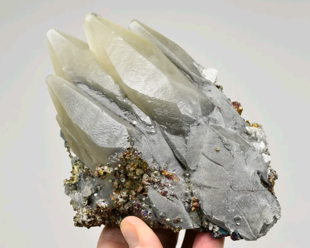 Black Dragonscale Calcite with Iridescent Chalcopyrite, Sweetwater Mine image