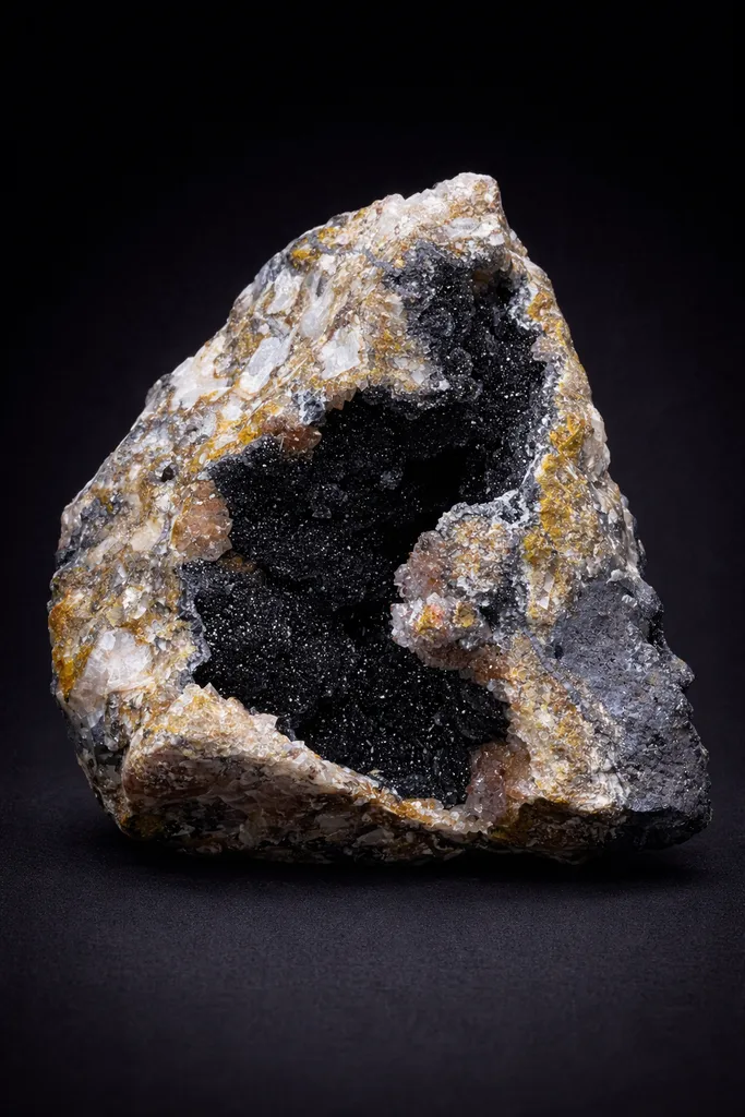 Black Geode Manganese with Quartz – Taouz, Morocco image