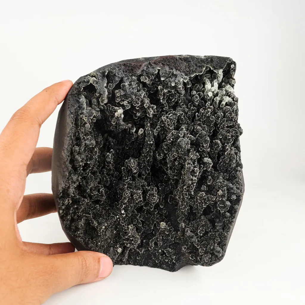 Black Sparkling Chalcedony Geode Free Standing Natural Mineral Specimen - image 4