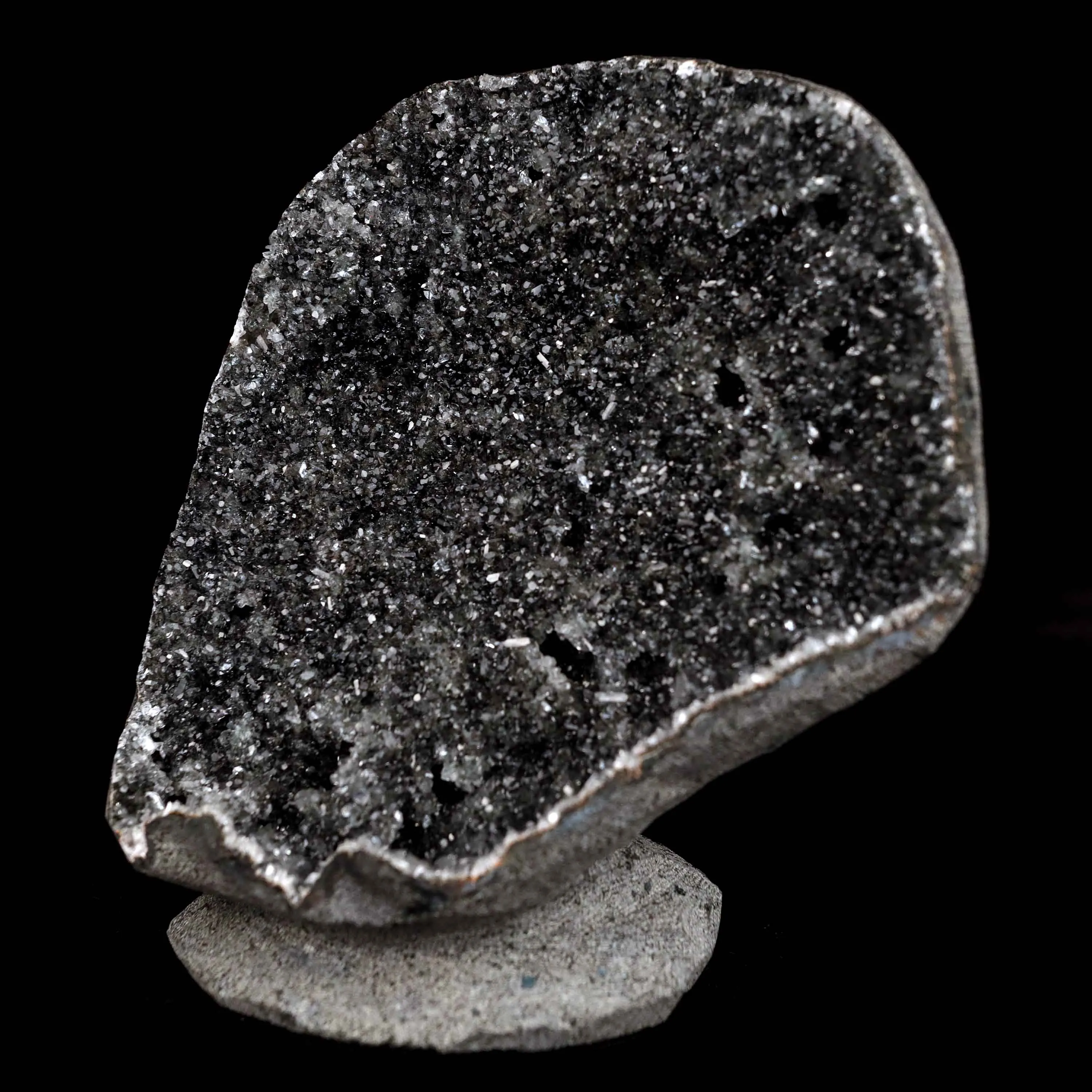 Black Sparkling Chalcedony Geode Natural Mineral Specimen - image 3