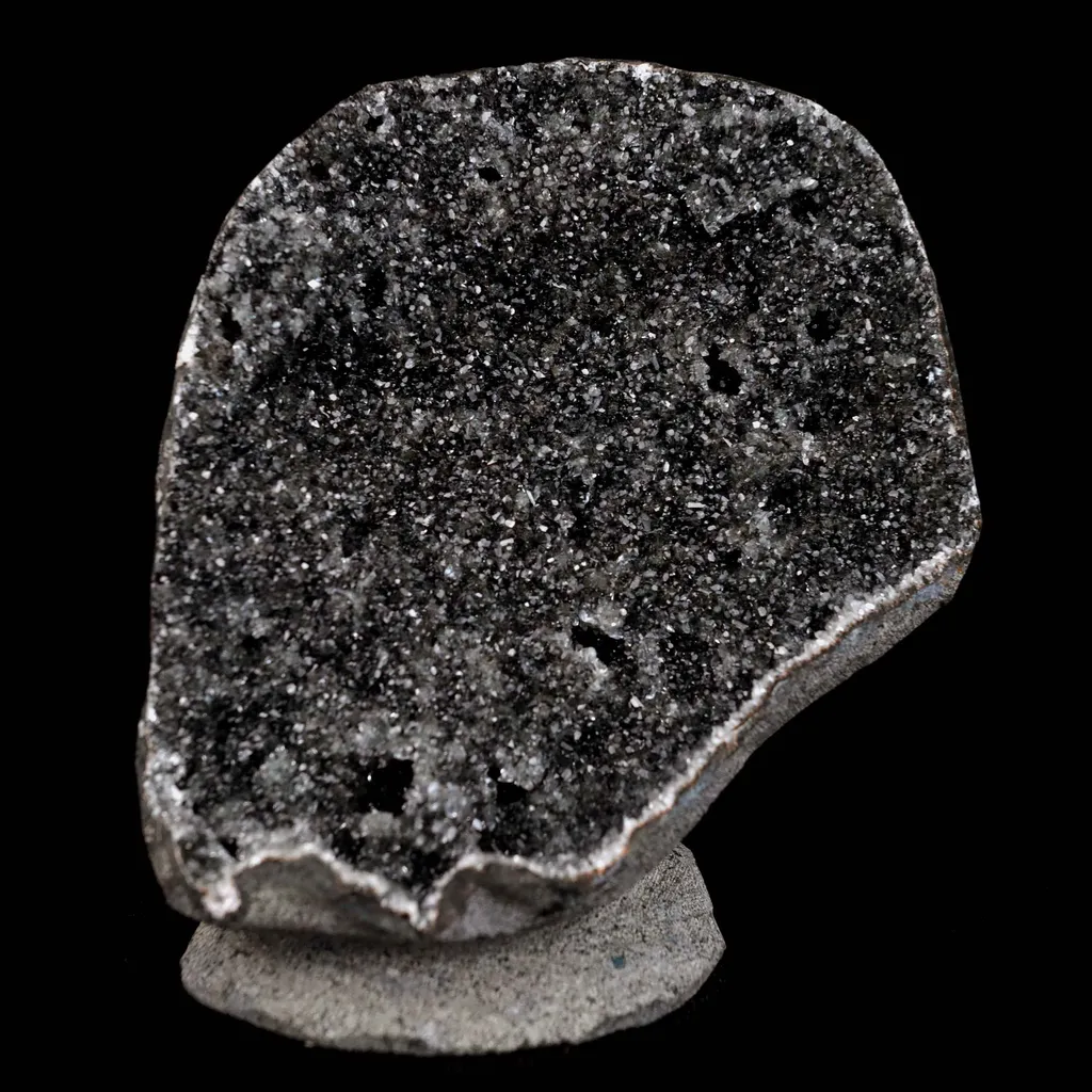 Black Sparkling Chalcedony Geode Natural Mineral Specimen image