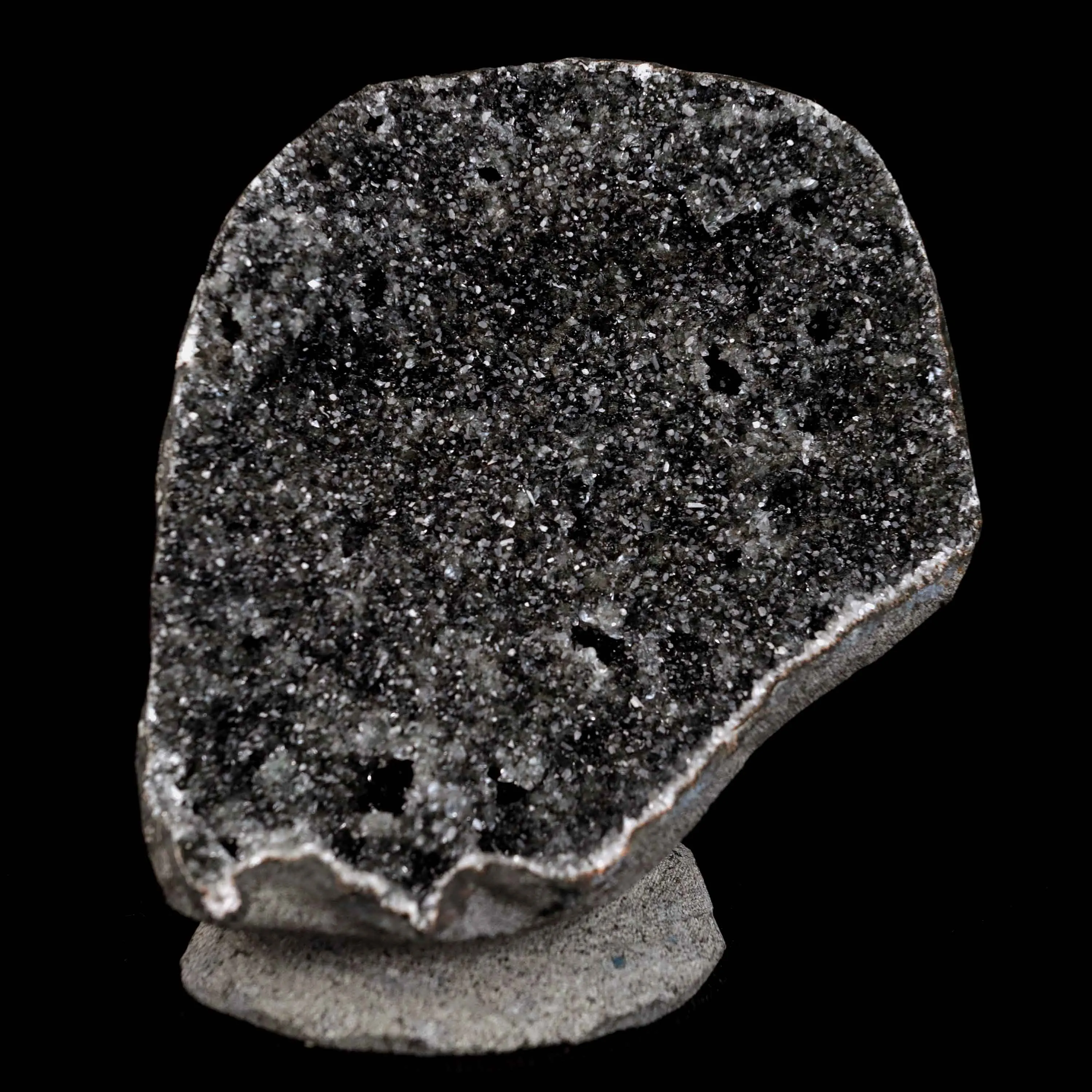 Black Sparkling Chalcedony Geode Natural Mineral Specimen - image 1