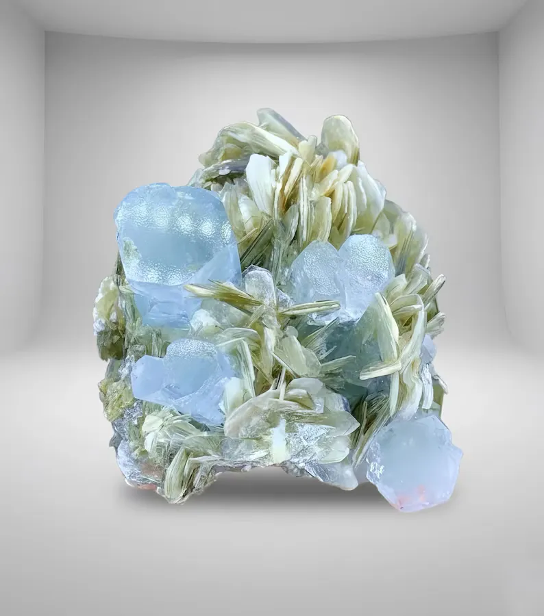 Blue Aquamarine Crystal Cluster from Pakistan image