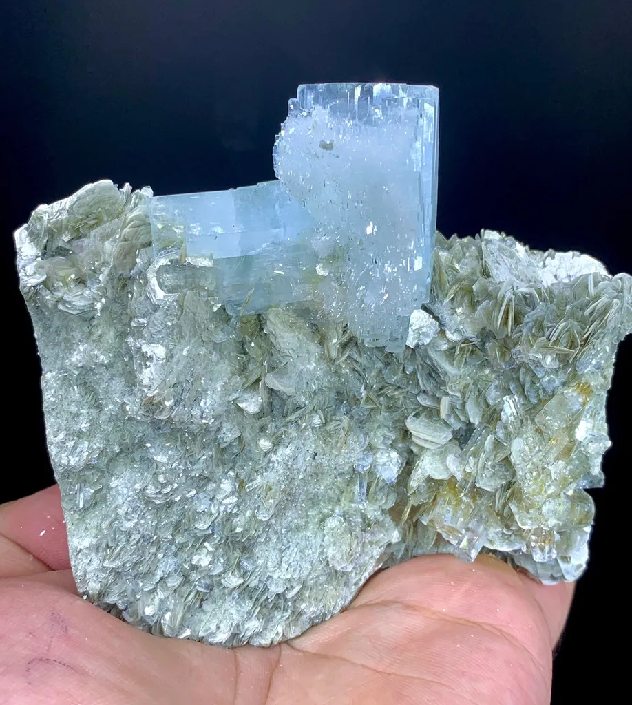 Blue Aquamarine Crystal Cluster from Pakistan image