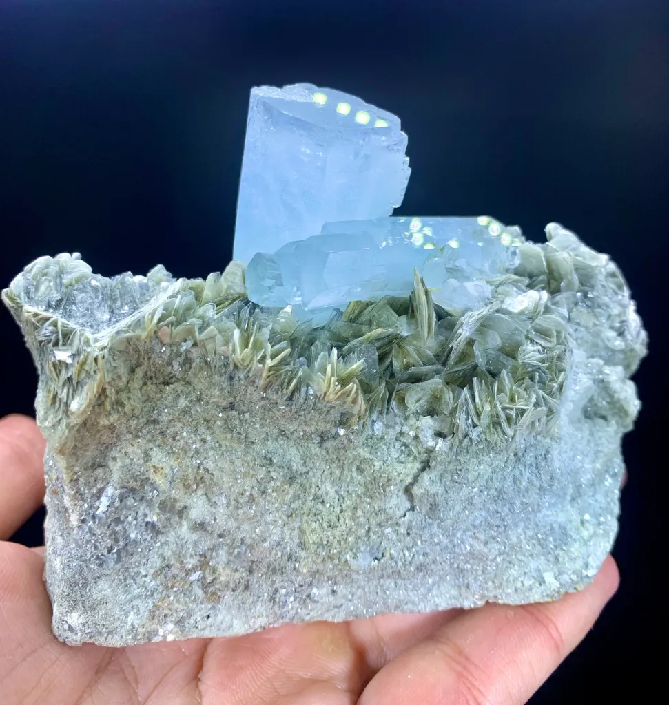 Blue Aquamarine Crystal Cluster from Pakistan - image 4