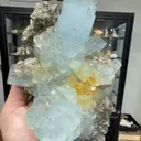 Blue Aquamarine Step Terminated Crystals Bunch With Pink Fluorite Crystals & Muscovite  Specimen - image 4