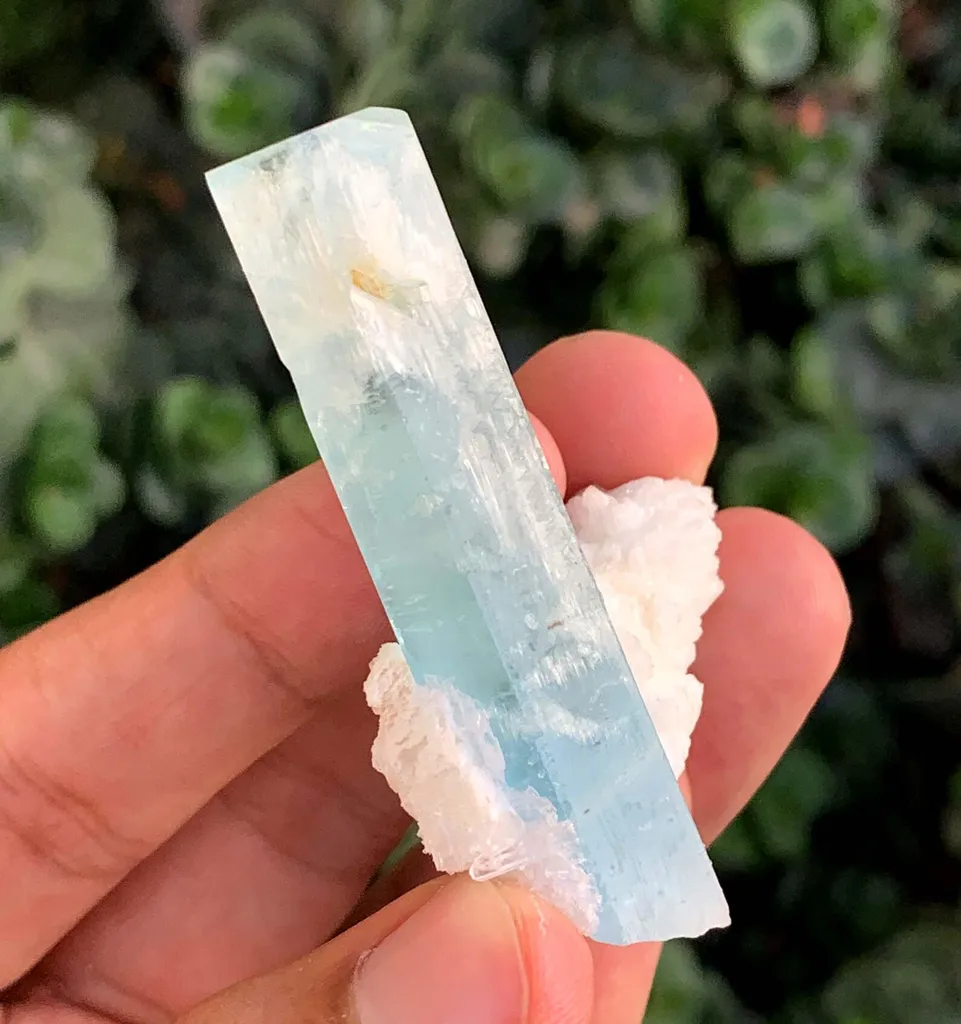 Blue Beryl var Aquamarine Crystal with Feldspar from Pakistan - image 6