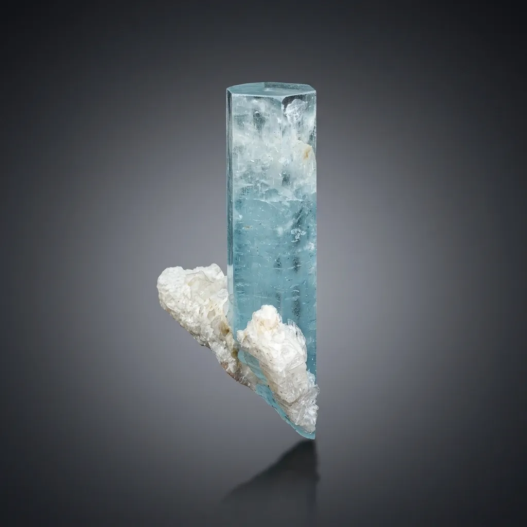 Blue Beryl var Aquamarine Crystal with Feldspar from Pakistan image