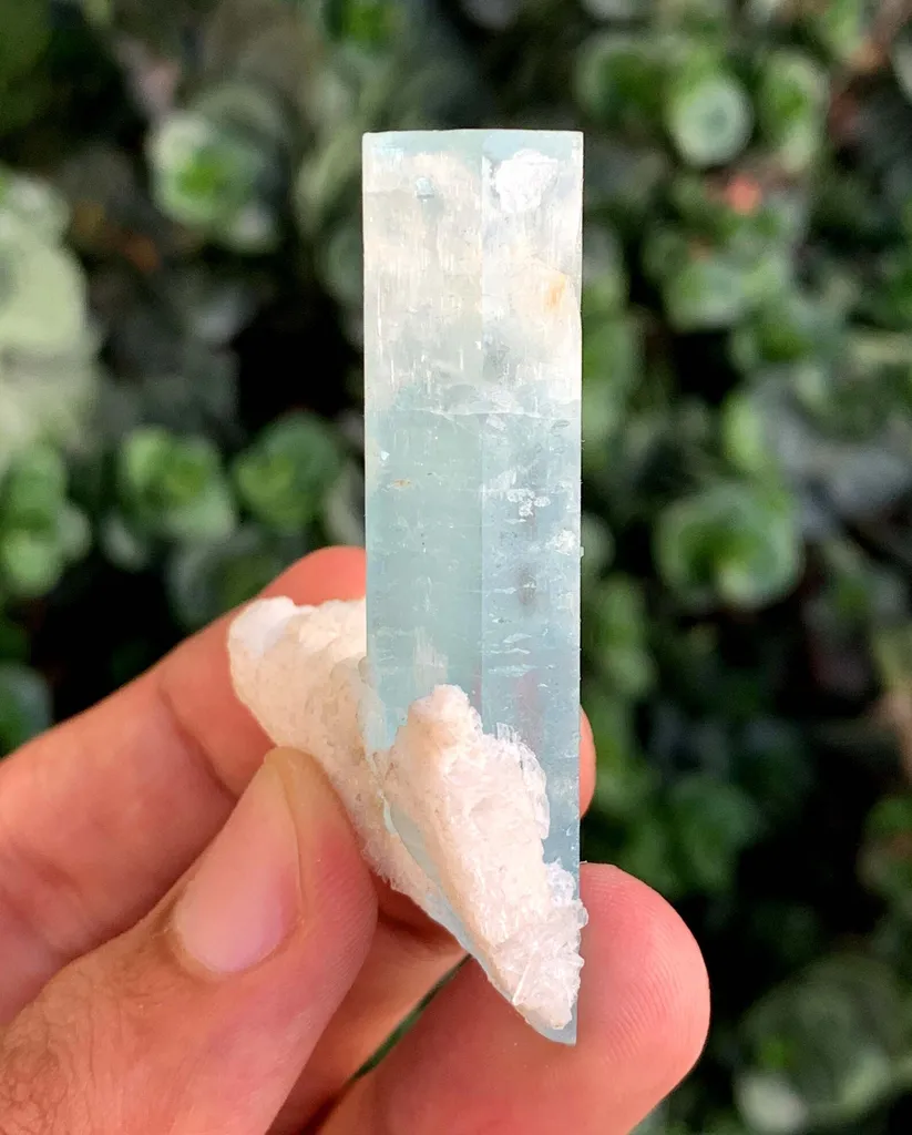 Blue Beryl var Aquamarine Crystal with Feldspar from Pakistan - image 2