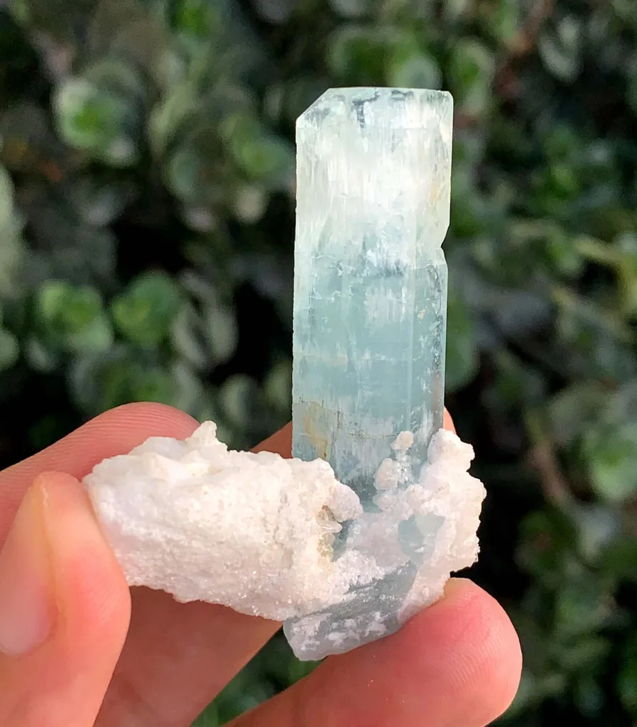 Blue Beryl var Aquamarine Crystal with Feldspar from Pakistan - image 4