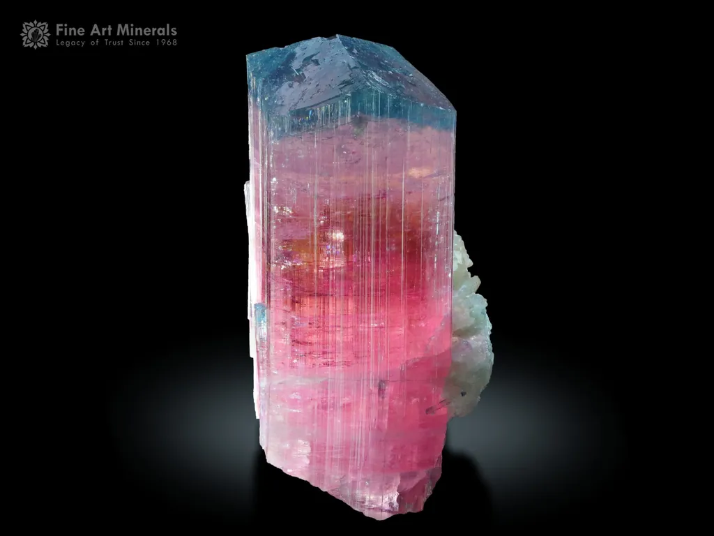 Blue Cap Pink Tourmaline with Albite from Afghanistan image