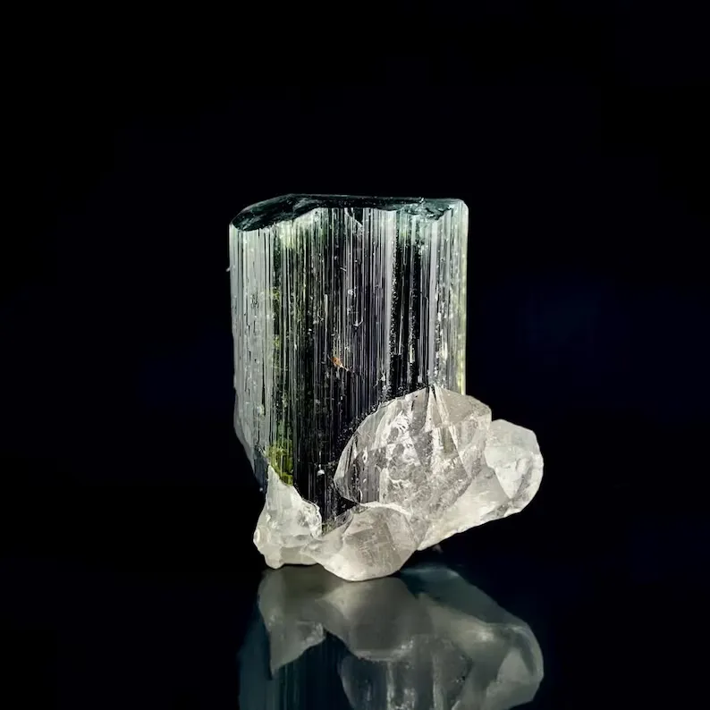 Blue Cap Tourmaline & Quartz from Afghanistan image