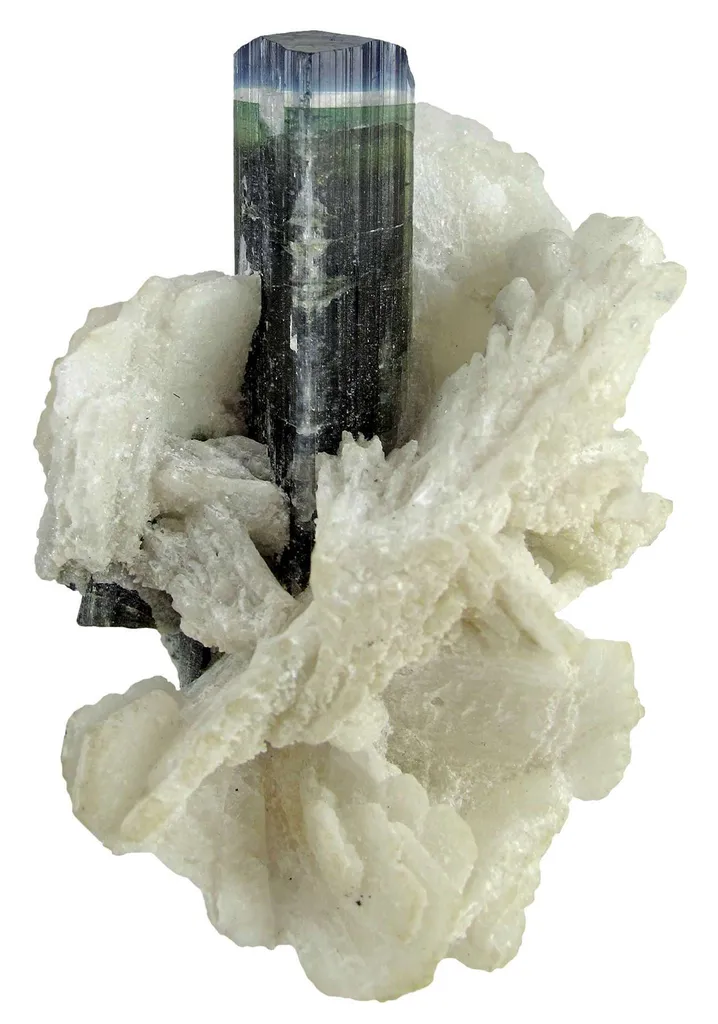 Blue-Cap Tourmaline With Albite image