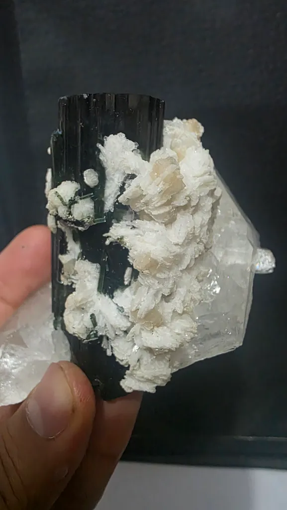 Blue cape Tourmaline Quartz Mica Specimen | Pakistan Cabinet Display (88x77x63mm) image