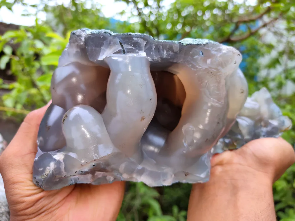 Blue Chalcedony with Agate Natural mineral Specimen From India - image 3