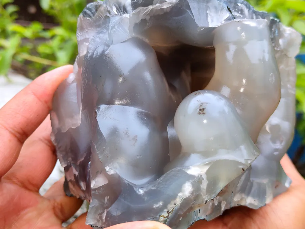 Blue Chalcedony with Agate Natural mineral Specimen From India - image 8