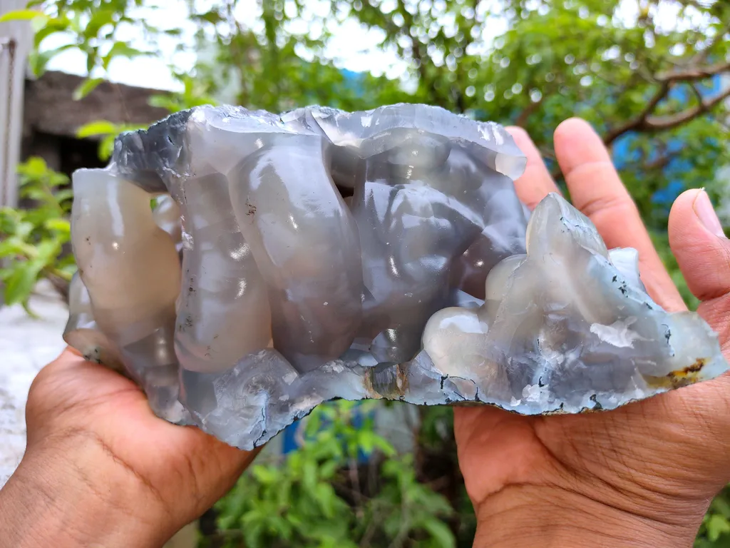 Blue Chalcedony with Agate Natural mineral Specimen From India - image 9