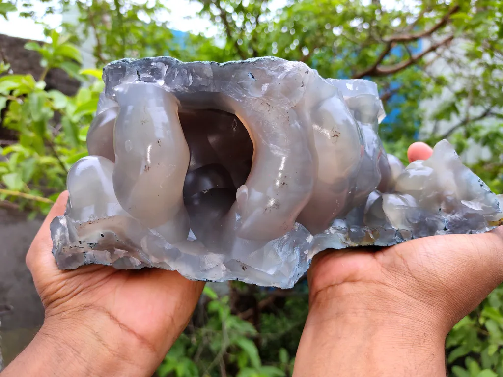 Blue Chalcedony with Agate Natural mineral Specimen From India - image 6