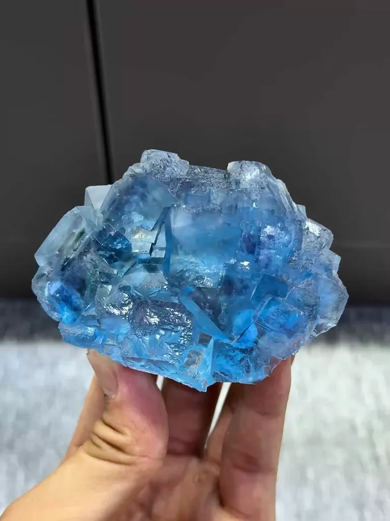 Blue Cubic Fluorite comes from Yaogangxian,Hunan 85*60*45MM image
