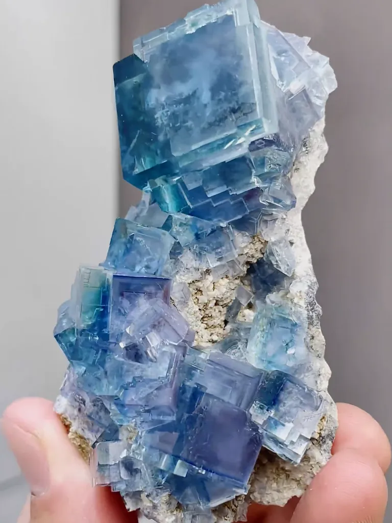 Blue Cubic Phantom Fluorite comes from Xianghualing,Hunan 75*45*30MM - image 4